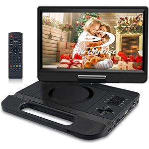 FANGOR Lettore DVD Blu-ray portatile da 10,1 pollici con schermo girevole a 270 ° 1920 * 1080 Full HD Home Cinema Supporta HDMI Out/AV IN/LAN/USB/SD con batteria ricaricabile