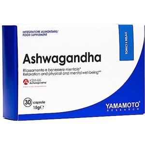 YAMAMOTO RESEARCH, Ashwagandha KSM-66 30 Capsule, Integratore Alimentare con 600 mg di Ashwaganda, Ottimale per il Benessere Mentale e Fisico, Alta Concentrazione