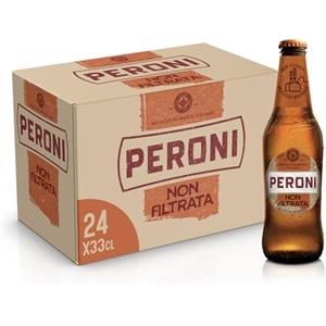 Peroni Birra Non Filtrata, Cassa con 24 Bottiglie da 33 cl, Premium Lager a Bassa Fermentazione, Gusto Rinfrescante e Rigenerante, Gradazione Alcolica 4.7% Vol