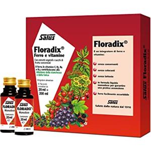 Salus Floradix - Integratore alimentare con Ferro e Vitamine per contribuire a ridurre la stanchezza e la fatica - 10 flaconcini monodose da 20ml