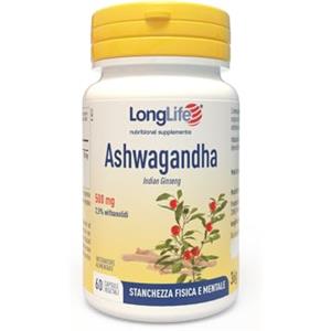 LongLife® Ashwagandha | Titolato al 2,5% in withanolidi | Relax e benessere mentale | Stanchezza e difese immunitarie | Fino a 2 mesi di trattamento | Senza glutine e vegano