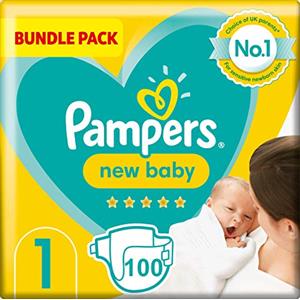Pampers New Baby Taglia 1, 2 x 50 pannolini, 2 kg-5kg, scatola mensile, confezione da 2