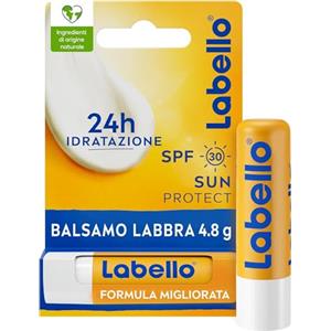 Labello Sun Protect Burrocacao labbra SPF30 4.8 g, Balsamo labbra con filtri UVA/UVB, cera d'api e oli naturali, Burrocacao protezione solare idratante per 24 ore