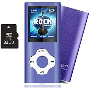 Tabmart 32GB Lettore MP3, Tabmart Metal Hi-Fi Capacità Di Musicale Portatile Lettore MP4 Ad Alta Risoluzione Con 1,8 Pollici Schermo MP3 Lettore Multifunzione 18 Ore Di Riproduzione Continua, Viola