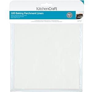 KitchenCraft Carta Pergamena da Forno Antiaderente e Antigrasso, Lato 20 cm - Confezione da 100 Fogli Quadrati