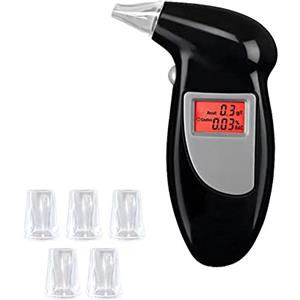 CAM2 Tester di alcol, tester di promilletri, misuratori di alcool con 5 bocchini, tester di alcool con display a LED digitale veloce