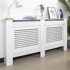 EASYCOMFORT Copritermosifone in Legno a Griglia Bianco, 111.5x82x19cm