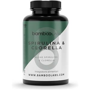 Bamboo Labs | Spirulina e Clorella ultra dimagrante | Compresse vegane di Alga Spirulina + Clorella | Rafforza il Sistema Immunitario, Recupero Muscolare ed Effetto Sazietà | 90 capsule