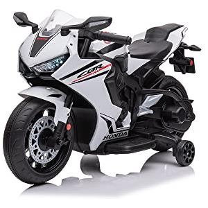 TECNOBIKE SHOP - VENDITA ACCESSORI GIOCA Moto Motocicletta Elettrica per Bambini Honda CBR 1000 RR 12v - Rotelle Luci Led Suoni (Bianco)