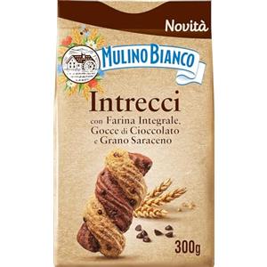 CAIYA Mulino Bianco Frollini INTRECCI Biscotti con Farina Integrale, Gocce di Cioccolato e Grano Saraceno 300g (NOVITA' 2023)