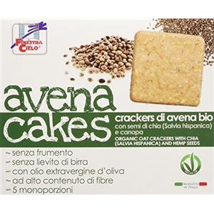 La Finestra Sul Cielo Avenacakes-Crackers di Avena con Semi di Chia e Canapa Bio - 3 Pacchi da 5 monoporzioni x 250 g
