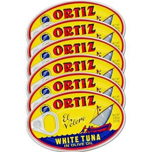 Ortiz Tonno in olio d'oliva, confezione da 6 barattoli ovali da 112 g | Tonno in scatola superiore in olio d'oliva | Tonno bianco Ortiz in olio d'oliva [112 gr x 6 barattoli]