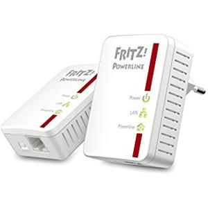 AVM FRITZ!Powerline 510E Edition International, Kit di 2 adattatori extender fino a 500 Mbit/s, 1x Fast Ethernet, Plug and Play, Eco Mode, Interfaciia in Italiano
