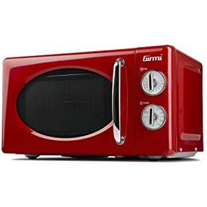 Girmi FM21 Forno Microonde Combinato, Vintage Design, 20 Litri, 700+800W, Cottura combinata, Funzione scongelamento, Timer 30 minuti, Rosso