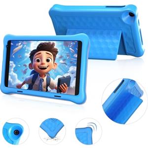 Wqplo Tablet per bambini da 8 pollici Android 12 Tablet 1280 * 800 IPS HD Screen 4000 MAH WiFi Bluetooth Dual Camera Controllo Parentale Modalità Shock-Afto (blue)