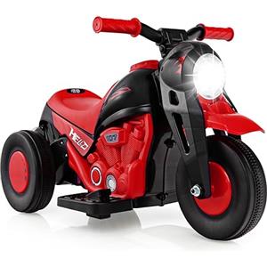 COSTWAY Moto Elettrica per Bambini con Creatore di Bolle, Auto a Bolle per Bambini da 6V, Pulsante Musicale, Faretto a LED, Capacità di 30 kg, per Bambini 3+ anni (Rosso)