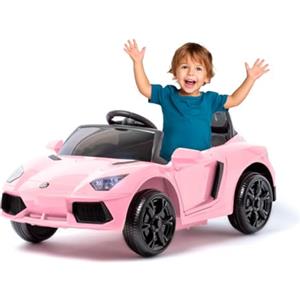ATAA Lamborghini style 12V - Rosa- Macchina Elettrica per Bambini con 2 Potenti Motori, Veicolo Elettrico, Telecomando/Clacson/LED/Musica/Cintura di sicurezza