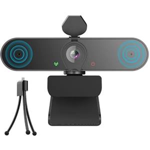 Jigerjs 4K Webcam PC, Microfono con riduzione del rumore, Messa a Fuoco Fissa, Plug&Play, con Protezione della privacy, Treppiede, USB Webcam Full HD per Videochiamate, Conferenza e Studio