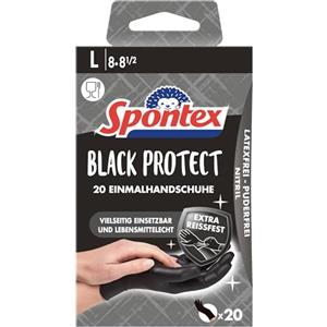 Spontex Black Protect, 20 guanti monouso in nitrile, particolarmente resistenti agli strappi e resistenti, senza lattice e senza polvere, taglia L (1 x 20 pezzi)