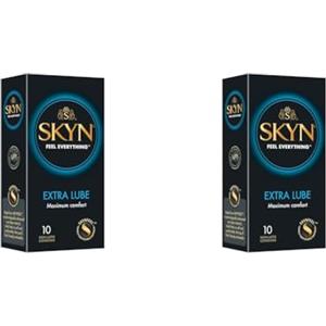 SKYN Extra-Lubricated,(10 pezzi) preservativi extra-lubrificati 100% senza lattice, (Confezione da 2)