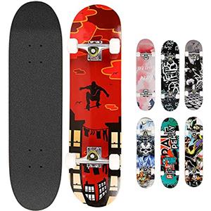 Hikole Skateboard completo, Pro 31 Pollici Skateboard per Adulti Principianti, Bambine e Bambini, 7 Strati di Legno di Acero