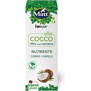 Matt Forsan, Olio di Cocco, Olio di Cocco Nutriente Adatto per Corpo e Capelli, Olio di Cocco Utile per la Pelle Secca, Ingredienti di Origine Naturale, Confezione da 100 ml
