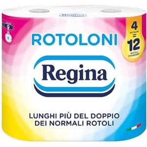 Regina Rotoloni Regina - Maxi Rotoli di Carta Igienica, 500 Fogli a 2 Veli, 50% Plastica Riciclata, Carta 100% Certificata FSC, Confezione da 8