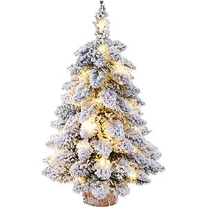 SIYANO Mini albero di Natale artificiale bianco, 45 cm, piccolo albero di Natale con luci, albero di Natale finto per casa, scuola, centro commerciale, decorazione