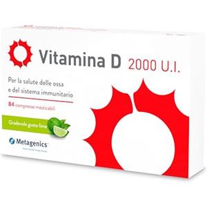 Metagenics Vitamina D 2000 U.I. - Integratore Sistema Immunitario - Per la Salute delle Ossa - 84 Compresse Masticabile