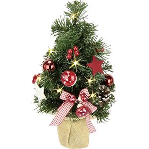 Flair Flower Mini albero di Natale artificiale con illuminazione a LED, con stelle, palline di Natale, fiocchi, albero di Natale, decorazione natalizia