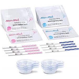 MOMMED Kit per test di ovulazione HCG15-LH40, 15 test di gravidanza e 40 strisce reattive per l'ovulazione con 55 coppette per urina Test di gravidanza precoce affidabile e veloce