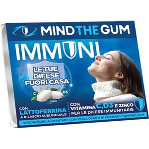 Mind The Gum Immuni Integratore Difese Immunitarie 27 Chewing Gum | Immuni Gum Integratori Difese Immunitarie Con Lattoferrina, Vitamina C, Vitamina D3, Zinco E Sambuco | Integratori Immunitario