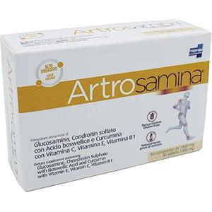 MediBase ARTROSAMINA 30CPR 1200MG - Integratore alimentare di Glucosamina, Condroitin solfato con Acido boswellico e Curcuminoidi con Vitamine