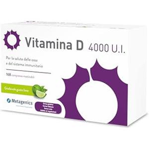 Metagenics Vitamina D3 4000 U.I. - Integratore Alimentare Sistema Immunitario - Per la Salute delle Ossa - Gusto Lime - 168 Compresse Masticabili