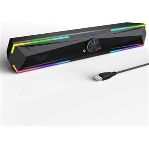 Hoppac Casse per PC, Soundbar avec RGB, Connessione USB/Bluetooth, Altoparlante Audio Stereo, per Desktop, Laptop, Telefono, Tablet, 40x6x7cm