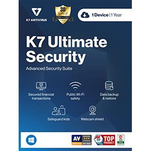 K7 Security K7 Ultimate Security Antivirus Software 2022 |1 Devices, 1 Year (Voucher) Threat Protection, Internet Security,Data Backup,Mobile Protection Laptop,PC, Mac,Phones,Tablets