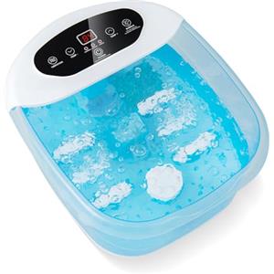 HOMASIS Pediluvio, massaggiatore elettrico per piedi con funzione di massaggio ad acqua, con controllo delle vibrazioni e della temperatura e timer di temperatura 1 ora (blu), 33x39 x18 cm