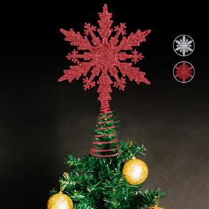 NOCHME Puntale per albero di Natale a forma di fiocco di neve, super lucido con glitter, 14 x 23 cm, un top abbagliante per il tuo albero di Natale