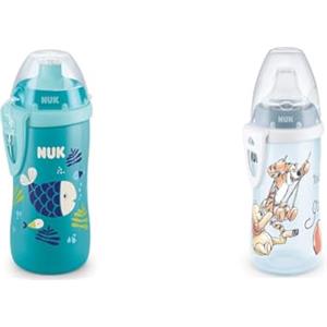 NUK Junior Cup borraccia per bambini con effetto camaleonte | 18+ mesi | Cangiante 300 ml | Blu & Active Cup tazza per bambini | 12+ mesi | Beccuccio morbido a prova di perdite Blu