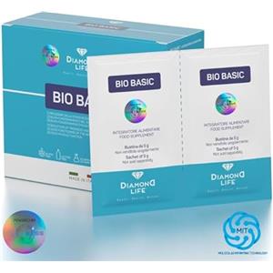Diamond Life BIO BASIC Plus - Riequilibrante a Base di Magnesio Citrato, Vitamina C e D, FOS, Estratti Vegetali, Sali Minerali e Glutammina - 20 Bustine