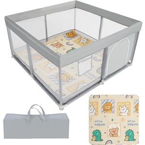 Gupamiga Box per Bambini con Tappeto, Recinto per Bambini Centro Attività, Facile da Montare e da Pulire 120x120x65cm TA002