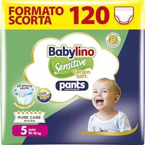 Babylino Sensitive Cotton Soft Pannolini Mutandina Taglia 7, Pants XL Plus (15-25 Kg), 16 Unità