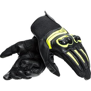 Dainese - Mig 3 Unisex Leather Gloves, Guanti Moto in Pelle per Uomo e Donna, Compatibilità Touchscreen, Palmo Rinforzato e Protezioni in TPU sulle Nocche, Traspiranti, Nero/Giallo