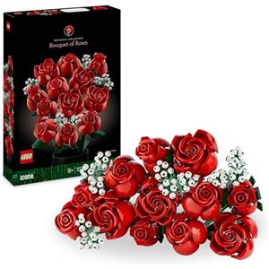 LEGO Icons Bouquet di Rose, Set di Fiori Finti da Costruire, Hobby Creativi per Adulti, Decorazione per Casa, Idea Regalo di San Valentino, per l'Anniversario, per Lei o Lui, Collezione Botanica 10328
