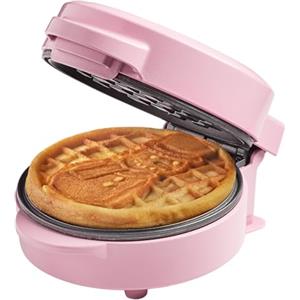 Bestron Waffle Maker, Piastra per waffel mini con motivo a pupazzo di neve, piccola macchina per waffel con rivestimento antiaderente, per compleanni di bambini, Pasqua o Natale, Colore: Rosa