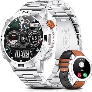 LIGE Smartwatch Uomo con Chiamate Bluetooth, 1.43 AMOLED Orologio Smartwatch Uomo con Assistente Vocale, Contapassi, Cardiofrequenzimetro, Sonno, IP68 Impermeabile Militari Smart Watch per Android iOS