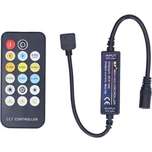 BuyWeek Controller LED Dimmer, Controller Mini CCT/RGB Controller LED RGB con Telecomando Wireless a 17 Tasti per Famiglia, KTV