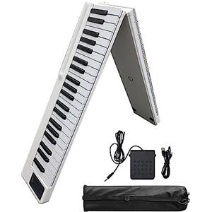 HYO&ZOY 88 tasti pianoforte pieghevole tastiera elettrica pianoforte pianoforte digitale portatile semi-pesato doppio altoparlante incorporato ricaricabile con pedale di sostegno MIDI Bluetooth 5.0, porta spa