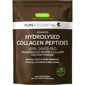 Igennus Healthcare Nutrition Peptidi di Collagene Idrolizzato, non aromatizzato, 100% polvere proteica di collagene agglomerato proveniente da bovini allevati ad erba, collagene da bere 400gr - Igennus