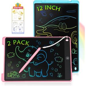 Carviki 2 Pack Lavagna Magnetica per Bambini 12 Pollici,Lavagnetta Cancellabile,Tavoletta Grafica Digitale,Giochi Bambini,Natale Regali Compleanno